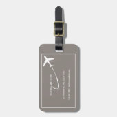 ベージュホワイトシンプルパーソナライズされた名荷物タグ ラゲッジタグ (正面縦)