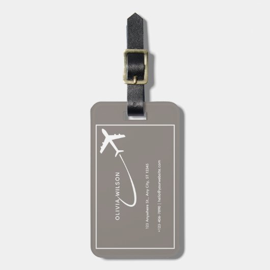 ベージュホワイトシンプルパーソナライズされた名荷物タグ ラゲッジタグ (正面縦)