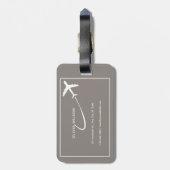 ベージュホワイトシンプルパーソナライズされた名荷物タグ ラゲッジタグ (裏面縦)