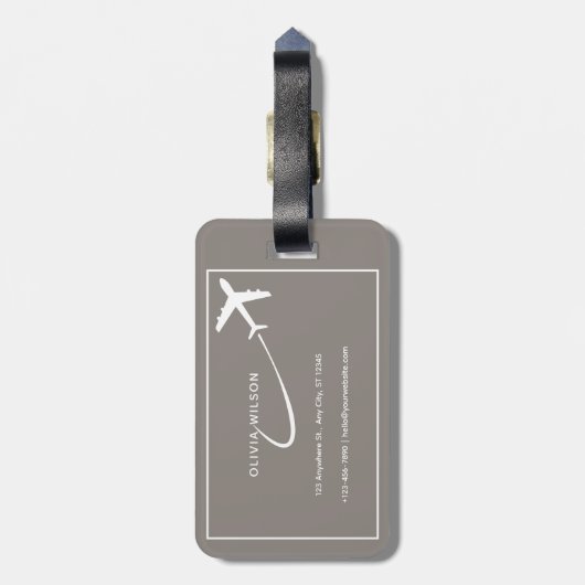 ベージュホワイトシンプルパーソナライズされた名荷物タグ ラゲッジタグ (裏面縦)