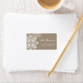 ベージュホワイトスノーフレークスホリデー差出人住所 ラベル (インサイチュ)