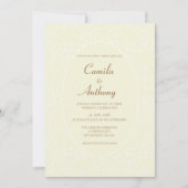 ベージュホワイトフローラルパター縁どンオ結婚バル 招待状 (正面)