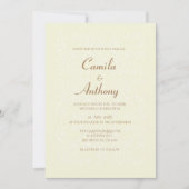 ベージュホワイトフローラルパター縁どン結婚プリント 招待状 (正面)