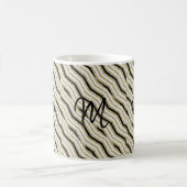ベージュホワイトブラックストライプマグ コーヒーマグカップ (中央)