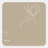 ベージュホワイト抽象芸術トナカイモダンクリスマス スクエアシール (正面)