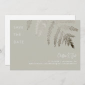 ベージュホワイト文字モダンウェディング日付を保存 招待状 (正面/裏面)