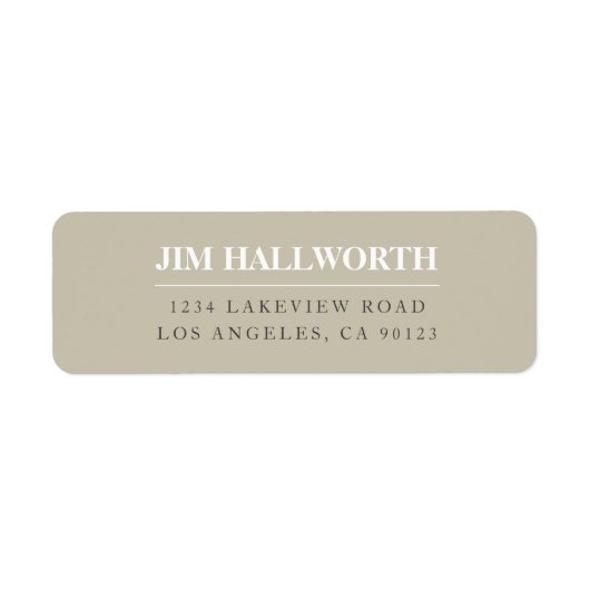 ベージュホワイト&グレーモダン差出人住所 ラベル (正面)