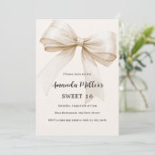 ベージュボウエレガントスウィート16ラグジュアリー 招待状 (スタンド正面)