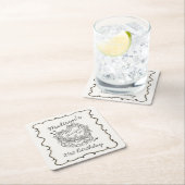 ベージュボウザガールハートコケットケーキ誕生日 スクエアペーパーコースター (インサイチュ)