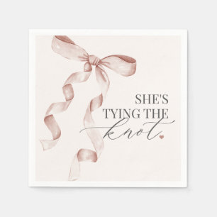 ベージュボウタイイングザノットブライダルシャワーデコール スタンダードカクテルナプキン