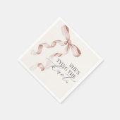 ベージュボウタイイングザノットブライダルシャワーデコール スタンダードカクテルナプキン (角)