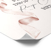 ベージュボウブライダルシャワー共有アレシピカードサイン ポスター (角)