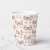 ベージュボウベビーまたはブライダルシャワー、バースデーパーティー 紙コップ (裏面)