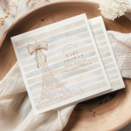 ベージュボウボンジュールベビーベイビーシャワー スタンダードカクテルナプキン