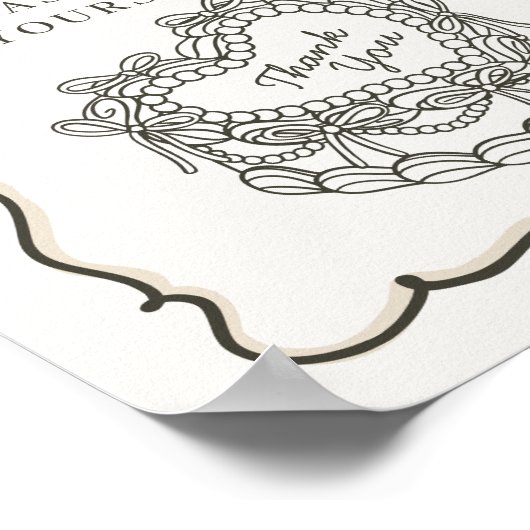 ベージュボウレトロハートコケットケーキウィズサイン ポスター (角)