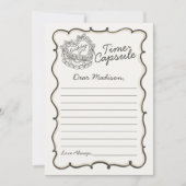 ベージュボウレトロハートコケットケーキタイムカプセル 招待状 (正面)