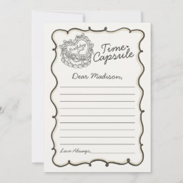 ベージュボウレトロハートコケットケーキタイムカプセル 招待状