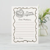 ベージュボウレトロハートコケットケーキタイムカプセル 招待状 (スタンド正面)