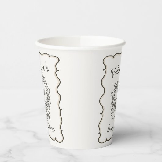 ベージュボウレトロハートコケットケーキバレンタイン 紙コップ (左)