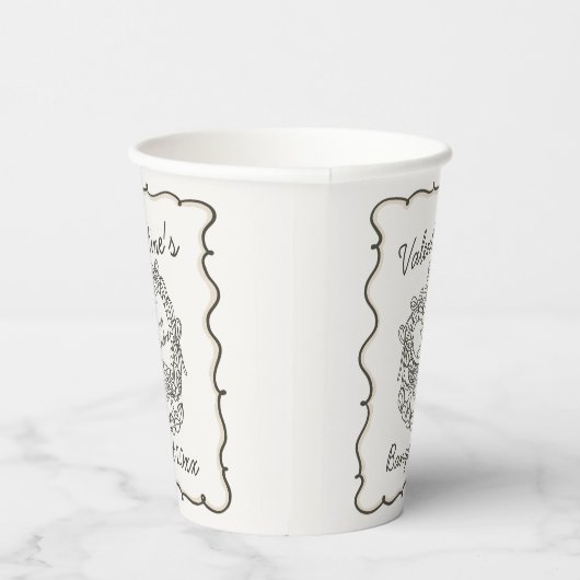 ベージュボウレトロハートコケットケーキバレンタイン 紙コップ (右)