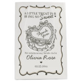 ベージュボウレトロハートコケットケーキブライダルシャワー ミディアムペーパーバッグ (正面)