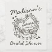 ベージュボウレトロハートコケットケーキブライダルシャワー ワインラベル (シングルラベル)