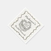 ベージュボウレトロハートコケットケーキブライダルブランチ スタンダードカクテルナプキン (角)