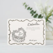 ベージュボウレトロハートコケットケーキ詳細インサート エンクロージャーカード (スタンド正面)