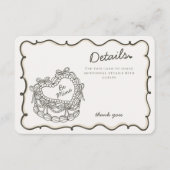 ベージュボウレトロハートコケットケーキ詳細インサート エンクロージャーカード (正面)