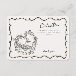 ベージュボウレトロハートコケットケーキ詳細インサート エンクロージャーカード