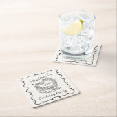 ベージュボウレトロハートコケットケーキ誕生日 スクエアペーパーコースター (インサイチュ)