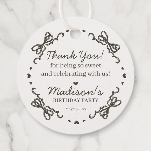 ベージュボウレトロハートコケットケーキ誕生日 フェイバータグ (裏面)