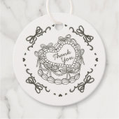 ベージュボウレトロハートコケットケーキ誕生日 フェイバータグ (正面)