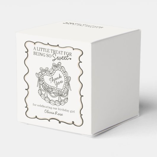 ベージュボウレトロハートコケットケーキ誕生日 フェイバーボックス (裏面サイド)