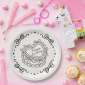 ベージュボウレトロハートコケットケーキ誕生日 ペーパープレート (パーティー)