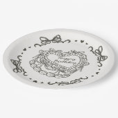 ベージュボウレトロハートコケットケーキ誕生日 ペーパープレート (アングル)