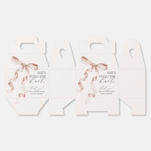 ベージュボウ結び目ブライダルシャワーギフト フェイバーボックス (見開き)
