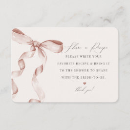 ベージュボウ結び目共有レシピインサート エンクロージャーカード
