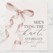 ベージュボウ結び結び付けブライダルシャワーの好意 ワインラベル (シングルラベル)