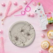 ベージュボエレガントホスタイルフローラルパターン ペーパープレート (パーティー)