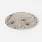 ベージュボエレガントホスタイルフローラルパターン ペーパープレート (アングル)