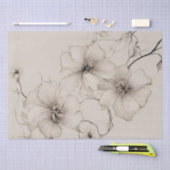 ベージュボエレガントホスタイルフローラルパターン 薄葉紙 (クラフト)