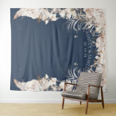 ベージュボタニカルフローラ庭園の結婚式背景 タペストリー (インサイチュ(横))