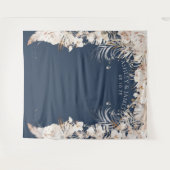 ベージュボタニカルフローラ庭園の結婚式背景 タペストリー (正面(横))