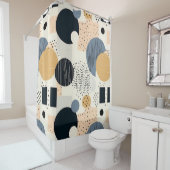 ベージュボヘミアカラフル幾何学抽象芸術点 シャワーカーテン (インサイチュ)
