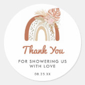 ベージュボヘミアンありがとうベビーシャワー ラウンドシール (正面)