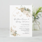 ベージュボヘミアンフローラバタフライキスベビーシャワー 招待状 (スタンド正面)