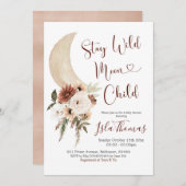 ベージュボホエレガントムーンベビーシャワー招待状 招待状 (正面/裏面)