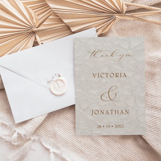 ベージュボホシック結婚写真 サンキューカード
