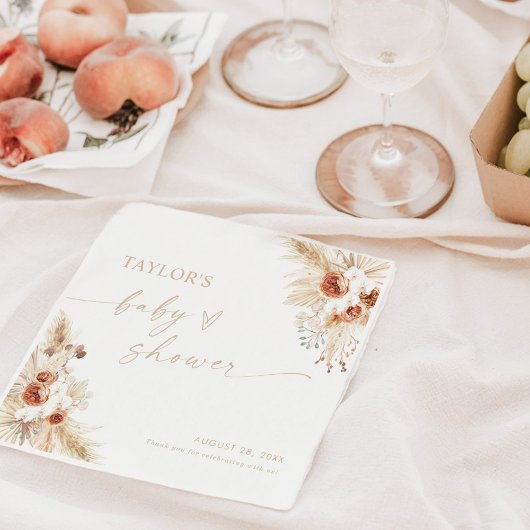 ベージュボホパンパスグラスベビーシャワー スタンダードランチョンナプキン